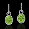 Image 1 : Genuine 6.0 CTW Peridot & Micro Pave Solitaire Halo Diamond Earrings 14K Gold - 22741-REF#94R5Z