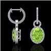 Image 2 : Genuine 6.0 CTW Peridot & Micro Pave Solitaire Halo Diamond Earrings 14K Gold - 22741-REF#94R5Z