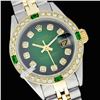 Image 1 : Rolex Men's 2Tone 14K Gold/ SS, QuickSet, Diam Dial & Diam/Emerald Bezel - REF#458K2A