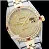 Image 1 : Rolex Men's 2Tone 14K Gold/ SS, QuickSet, Diam Pave Dial & Diam/Ruby Bezel - REF#556A4M