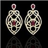 Image 1 : Genuine 7.0 CTW Ruby & Micro Pave Diamond Heart Earrings Designer Solitaire 14K Gold - 21139-REF#224