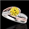 Image 1 : Genuine 1.50 CTW Certified Fancy Intense Diamond Bypass Solitaire Ring 2 Tone Gold - 35128-REF#139G3