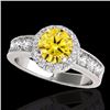 Image 1 : Genuine 1.85 CTW Certified Fancy Intense Genuine Diamond Solitaire Halo Ring Gold - 34538-REF#141A2N