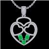 Image 2 : Genuine 3.0 CTW Emerald & Micro Pave Designer Inspired Heart Necklace 14K Gold - 22539-REF#94T5X