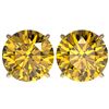 Image 1 : Genuine 5.0 CTW Certified Intense Yellow Genuine Diamond Solitaire Stud Earrings Gold - 33152-REF#10