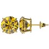 Image 2 : Genuine 5.0 CTW Certified Intense Yellow Genuine Diamond Solitaire Stud Earrings Gold - 33152-REF#10