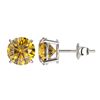 Image 2 : Genuine 1.97 CTW Certified Intense Yellow Genuine Diamond Solitaire Stud Earrings Gold - 36665-REF#1