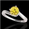Image 1 : Genuine 1.0 CTW Certified Fancy Intense Genuine Diamond Bypass Solitaire Ring Gold - 35035-REF#91T2X