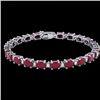 Image 2 : Genuine 15 CTW Ruby & Diamond Certified Eternity Bracelet 10K Gold - 21457-REF#67V8F