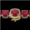 Image 1 : Genuine 46 CTW Ruby & Micro Pave Diamond Halo Designer Bracelet 14K Yellow Gold - 23323-REF#176G8W