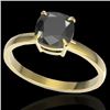 Image 2 : Natural 3.0 CTW Cushion Cut Black Diamond Designer Solitaire Ring 18K Gold - 22136-REF#59H4R