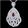 Image 2 : Genuine 2.0 CTW Ruby & Micro Pave Diamond Designer Necklace In 18K Gold - 21269-REF#123A5N