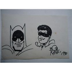 BOB KANE: BATMAN AND ROBIN DRAWING.