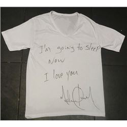 MICHAEL JACKSON INSCRIBED AND SIGNED T SHIRT.