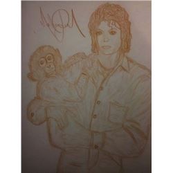 MICHAEL JACKSON AND BUBBLES DRAWING.