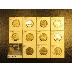 Complete Set of U.S. Silver War Nickels all grading EF-AU, includes 1942 P, S, 43 P, D,  S, 44 P, D,