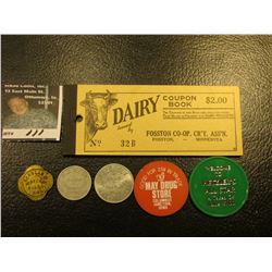 Full "Dairy Coupon Book…Fosston Co-op., CR'Y. Ass'n. Fosston, Minnesota"; & (5) Different Iowa Good 