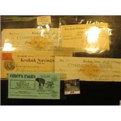 5-Pieces of Keokuk, Iowa Memorabilia dating back to 1876, includes Keokuk Savings Bank & Commercial 