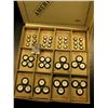 Image 1 : "S.B. Co. America's Finest" Original box with a large group of Carded Abalone buttons with black out
