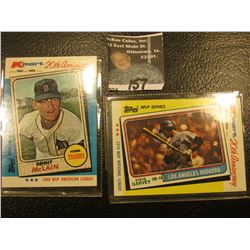 1982 Topps "Denny McLain" & "Steve Garvey" Kmart 20th Anniversary Cards with original autographs.