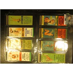 Collection of (8) different Risque Match Book Advertising Covers In a special plastic page for cover