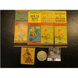 1942 P Walking Liberty Half Dollar, EF; & Collection of (4) different Risque Match Book Advertising 