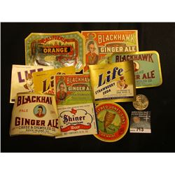 (10) Different Beverage Bottle Labels including Blackhawk; & 1941 P Walking Liberty Half dollar, Ton