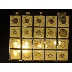 (20) World Coins in a plastic page. All catalogued with KM #, size, mintage if given, & value. Inclu