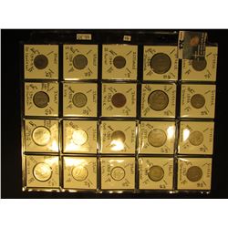 (20) World Coins in a plastic page. All catalogued with KM #, size, mintage if given, & value. Inclu