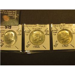 1965 P, 66 P, & 67 P 40% Silver Kennedy Half-Dollars.
