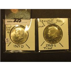 1969 D & S 40% Silver Kennedy Half-Dollars. BU & Proof.
