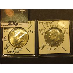 1970 D & S 40% Silver Kennedy Half-Dollars. BU & Proof.