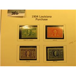 Scott #223-226 1c-5c 1904 Louisiana Purchase. All Mint, 1c M.N.H., 2c Mint Hinged, 3c Mint Partial G