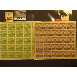 Scott #730,731 Souvenir Sheets, Mint Never Hinged Pair.