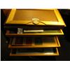 Image 1 : Display case with (7) Glass covered trays of Antique Ink Blotters and other collectible memorabilia.