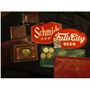 Image 1 : Several Pouches, etc. some made of leather; "Falls City Beer" Cloth Patch; "Schmidt Beer" Cloth Patc