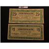 Image 1 : April 10th, 1933 Clarinda, Iowa Depression Scrip Two-piece Set.  MS #:  IA220-.25A & 1. Each measure