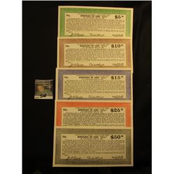 Depression Scrip, all Mint condition: $5, $10, $15, $25, & $50 Borough of Lodi-Tax Anticipation Note