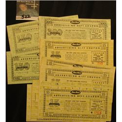 A large group of 1961 Moor Man's Advertising Gift Coupons, various denominations.