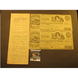 1898 Warranty Deed with 50 Cent Documentary Stamp from the town of Ohio, County of Bureau, State of 