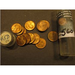 (13) 1945 D Uncirculated Lincoln Cents in a Plastic tube.