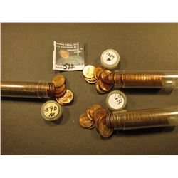 1959 P, 59 D, & 60 D BU Rolls of Lincoln Cents, The first appears to be short a few coins. (3 rolls)