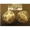 Image 1 : (2) 1982 D George Washington Silver Commemorative Halves, encased. Gem BU.