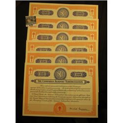 $10, $15, $25, $50, $100, & $500 (1940 era) "National Tuberculosis Association", "The Campaign Again