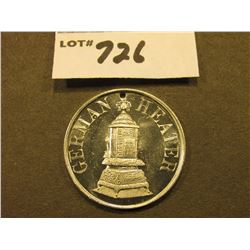 "German Heater", "Gem Stove Mfg. Co…Quincy, Ill. Gold Medal World's Fair 1904", Gem BU, holed, 32 mm