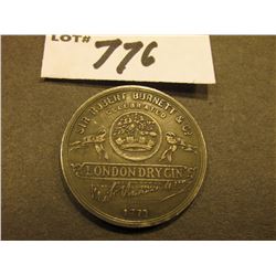"Sir Robert Burnett & Co./Celebrated/London Dry Gin/…/1770", marked "STERLING" on rim, VF, with very