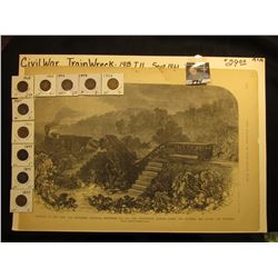 (10) Different Indian Head Cents dating 1885-1908 & 11" x 16" Wood-cut lithograph from the book "The