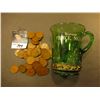 Image 1 : Emerald Glass Mug with Goldine base marked "Souvenir of Pierce, Nebr." with (51) Old 1940 era Panama