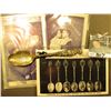 Image 1 : "Brooklyn/Ia" Souvenir Spoon stamped on back "Sterling"; & (3) Old Postcards, first with 2 1/2c of U