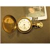 Image 1 : Small Ladies size Hunting Case Pocket Watch "Crown Watch Co.", scroll engraved case. Runs for only a